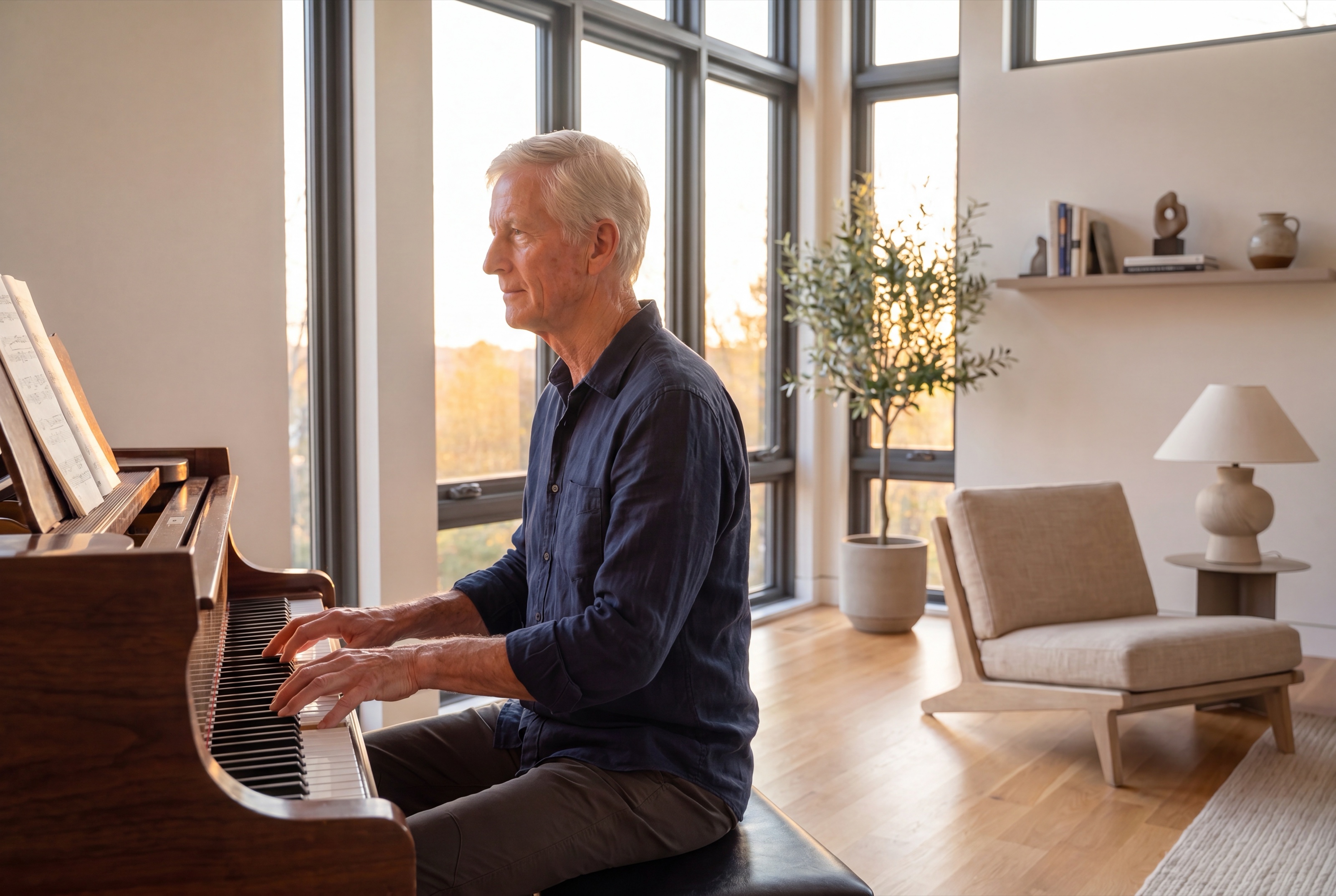 James Harper at the piano
